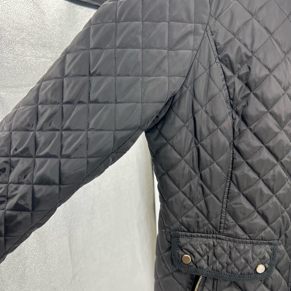 St John’s Bay quilted 1X mid length coat black plus gold outdoor winter fall - Picture 7 of 11